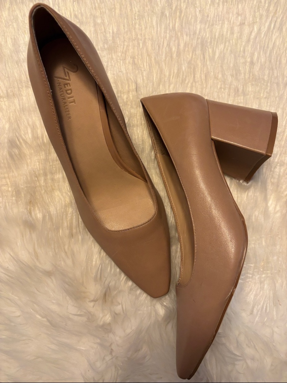 27 EDIT Naturalizer Licia Leather Snip Toe Block Heel Dress Pumps Sz 7M - Picture 2 of 8